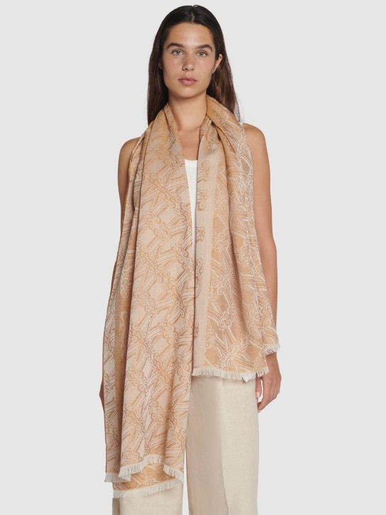 Max Mara: Eleonor wool & silk jacquard scarf - Brown - women_1 | Luisa Via Roma