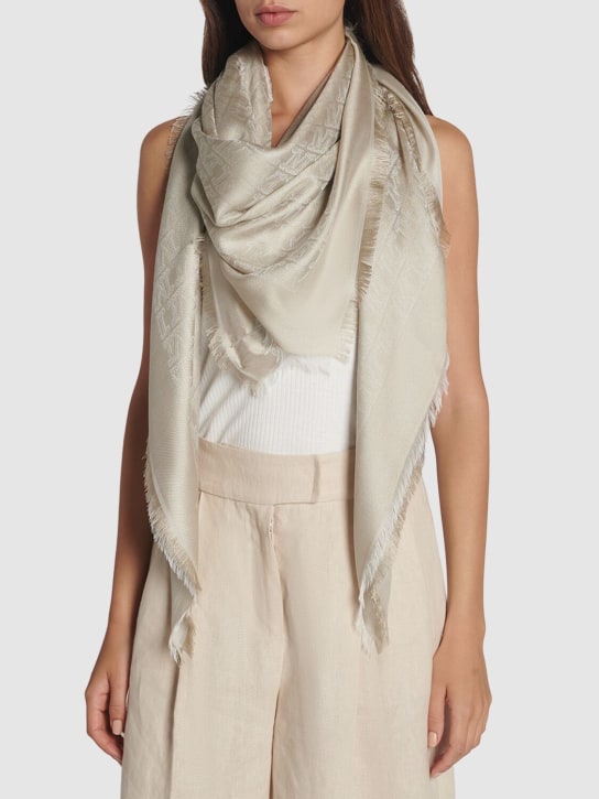 Max Mara: Geode silk blend foulard - Khaki - women_1 | Luisa Via Roma