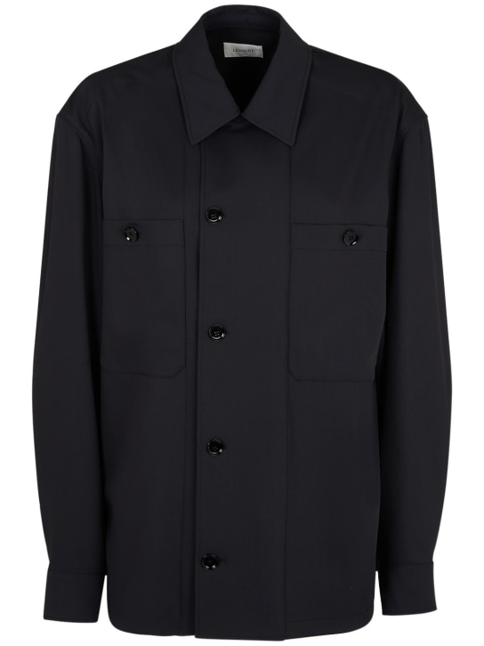 Lemaire: Weiches Military-Overshirt aus Wolle - Jet Black - women_0 | Luisa Via Roma