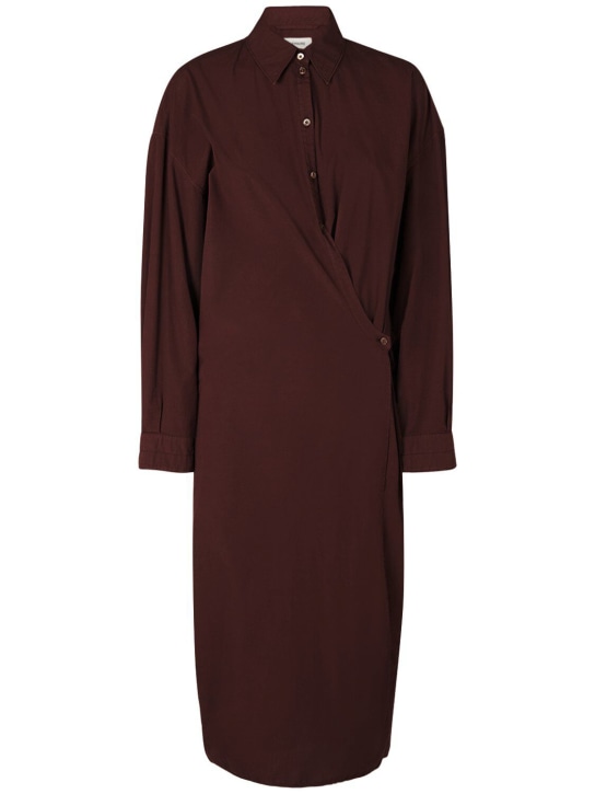 Lemaire: Twisted cotton midi dress - Brown - women_0 | Luisa Via Roma