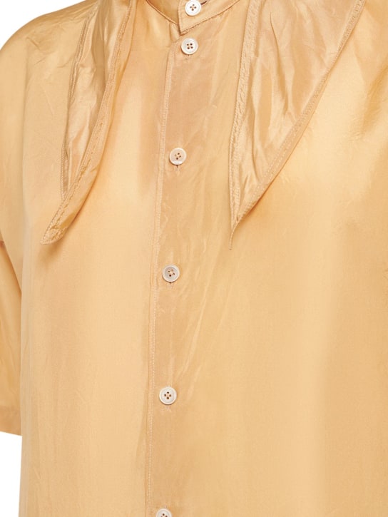 Lemaire: Short sleeve fitted silk shirt w/ scarf - women_1 | Luisa Via Roma