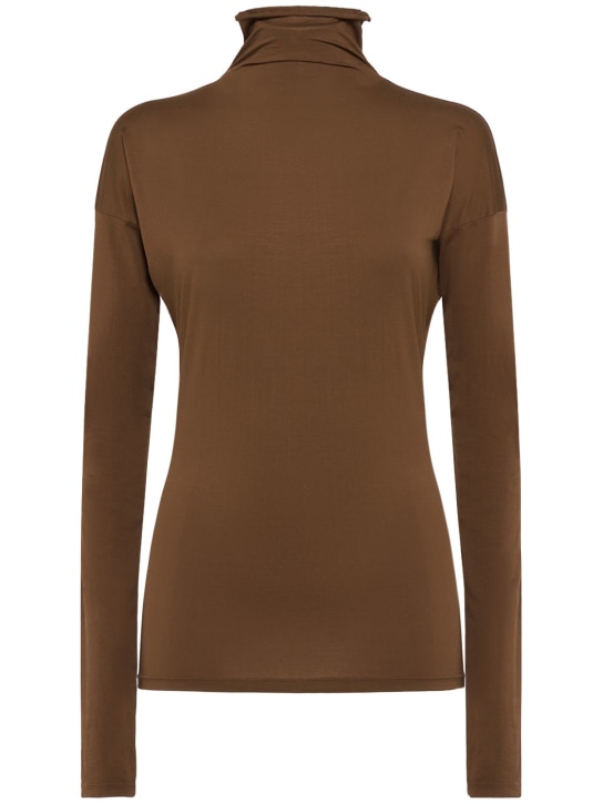 Lemaire: Cotton jersey top - Brown - women_0 | Luisa Via Roma