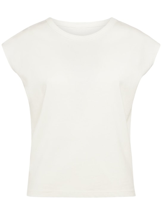 Lemaire: T-shirt en lin mélangé à manches cape - Blanc - women_0 | Luisa Via Roma