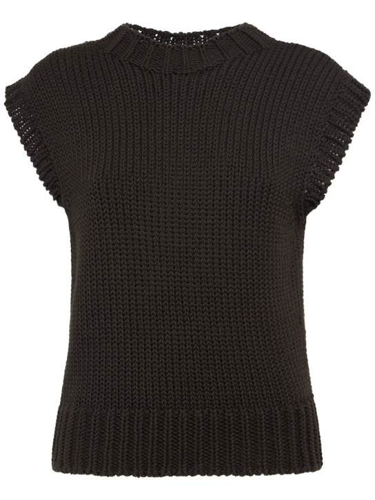 Lemaire: Chunky cotton sleeveless sweater - Brown - women_0 | Luisa Via Roma