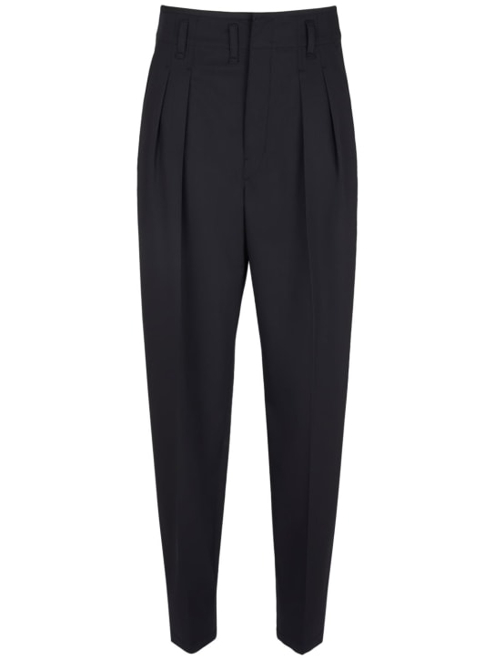 Lemaire: Tailored pleated wool pants - Jet Black - women_0 | Luisa Via Roma