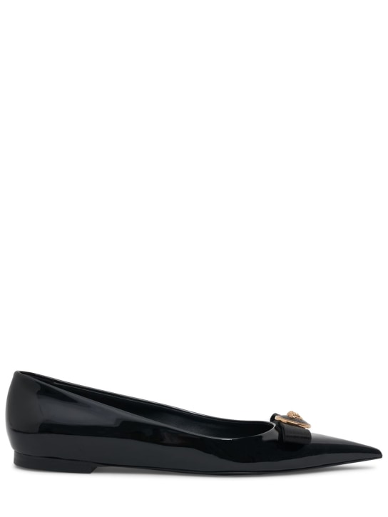Versace: Leather flats shoes - Siyah - women_0 | Luisa Via Roma