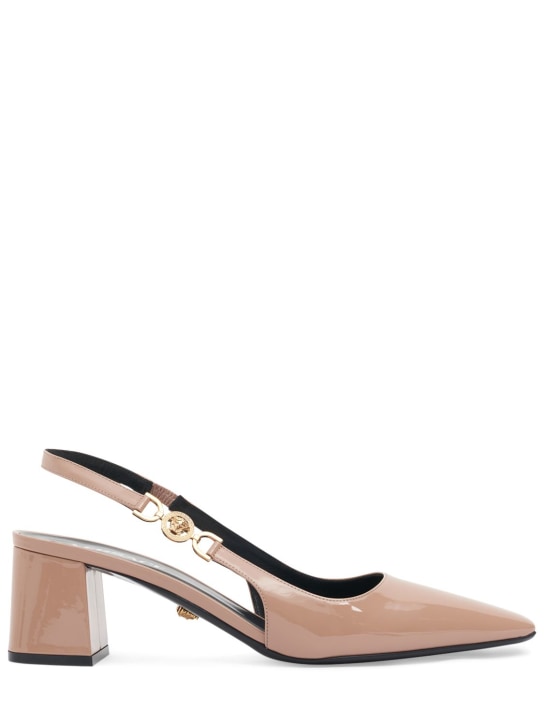 Versace: Zapatos de tacón destalonados de charol 55mm - Rosado - women_0 | Luisa Via Roma