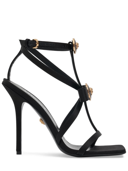 Versace: Sandales en satin 110 mm - Noir - women_0 | Luisa Via Roma
