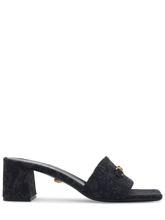 Versace: 55毫米Jacquard穆勒鞋 - 黑色 - women_0 | Luisa Via Roma