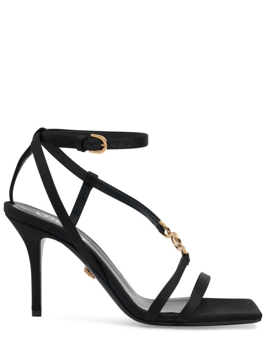 Versace: 85mm Satin sandals - Black - women_0 | Luisa Via Roma