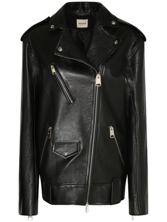 Khaite: Hanson lamb leather jacket - Black - women_0 | Luisa Via Roma