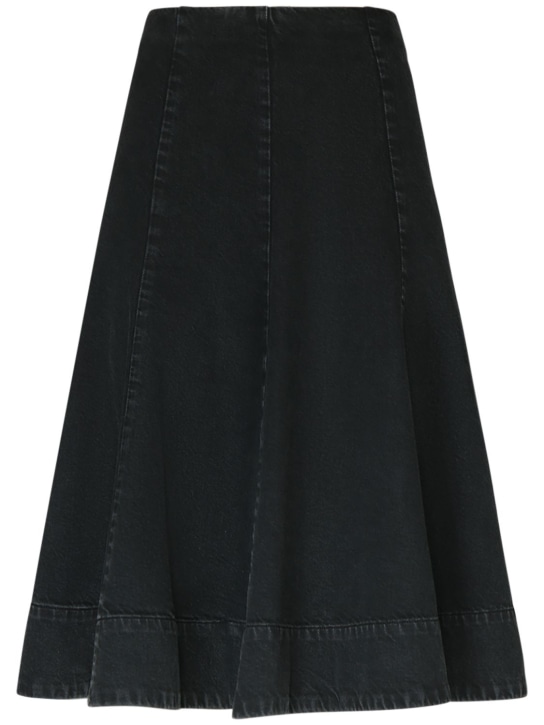 Khaite: Falda midi de algodón - Negro - women_0 | Luisa Via Roma