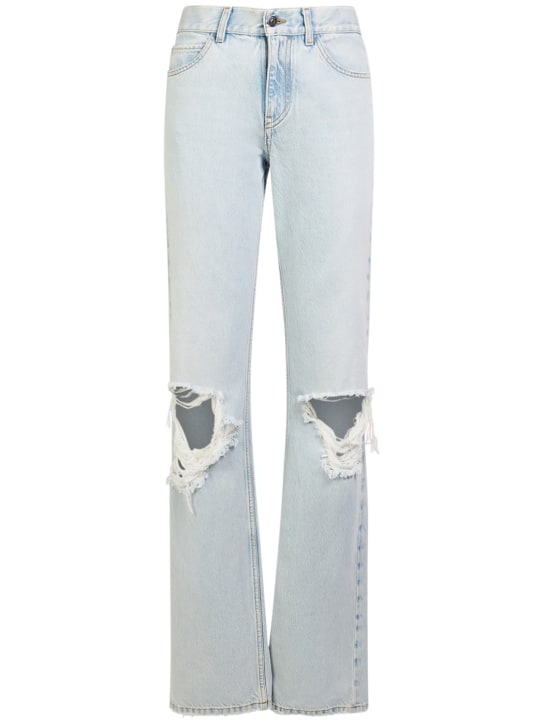 The Row: Burty distressed midrise straight jeans - women_0 | Luisa Via Roma
