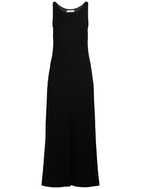 The Row: Fleet linen & silk long dress - Black - women_0 | Luisa Via Roma