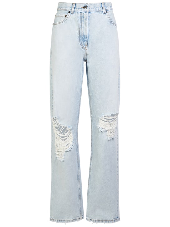 The Row: Carel distressed midrise straight jeans - women_0 | Luisa Via Roma