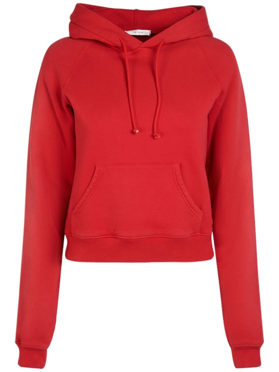 The Row: Timmi cotton blend jersey crop hoodie - Red - women_0 | Luisa Via Roma