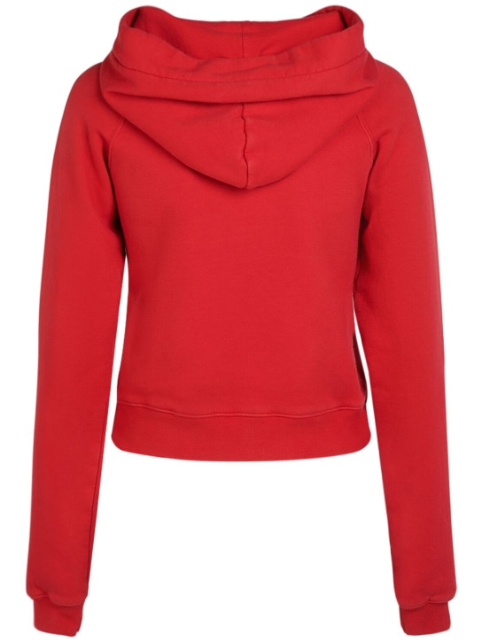 The Row: Timmi cotton blend jersey crop hoodie - Red - women_1 | Luisa Via Roma