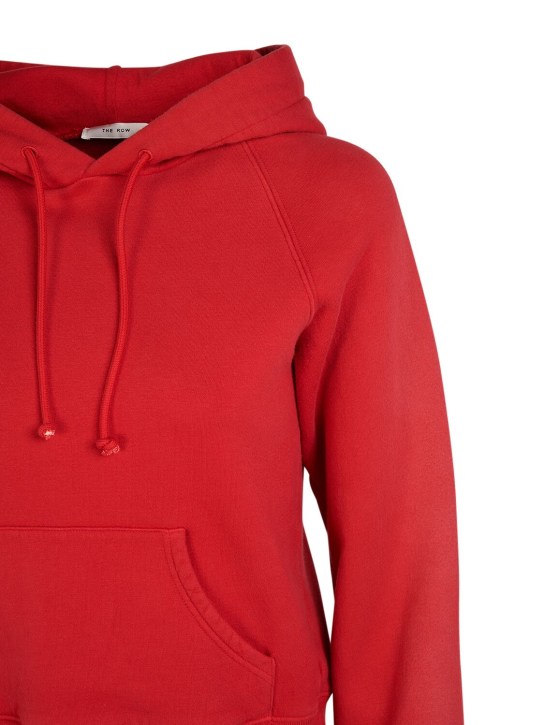 The Row: Timmi cotton blend jersey crop hoodie - Red - women_1 | Luisa Via Roma
