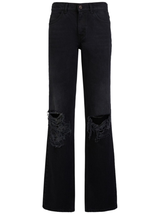 The Row: Jeans rectos de algodón - Negro - women_0 | Luisa Via Roma