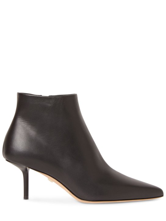 Max Mara: 65mm Leather ankle boots - Siyah - women_0 | Luisa Via Roma