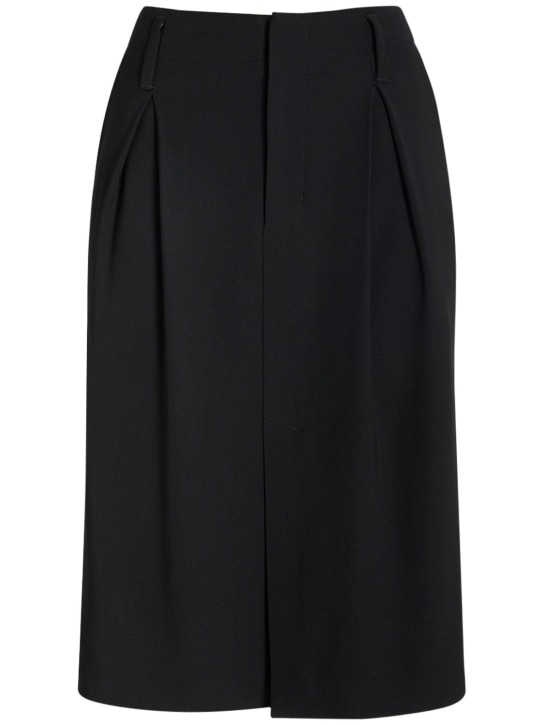 AMI Paris: Wool & viscose twill midi skirt - Black - women_0 | Luisa Via Roma