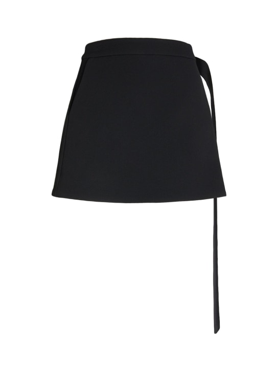 AMI Paris: Wool crepe mini skirt - Siyah - women_0 | Luisa Via Roma