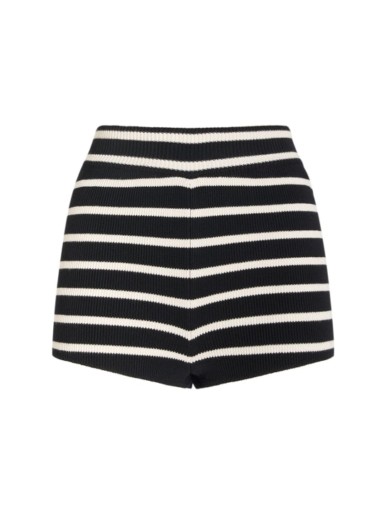 AMI Paris: Ami striped sailor cotton mini shorts - Siyah/Beyaz - women_0 | Luisa Via Roma