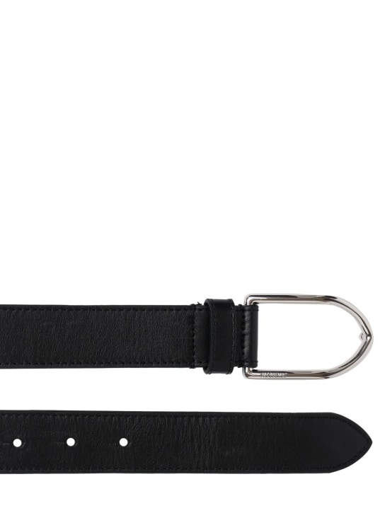 Jacquemus: La Ceinture leather belt - Black/Silver - men_2 | Luisa Via Roma