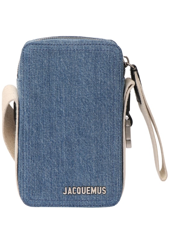 Jacquemus: Borsa Le Cuerda Vertical in cotone - Blu - men_0 | Luisa Via Roma