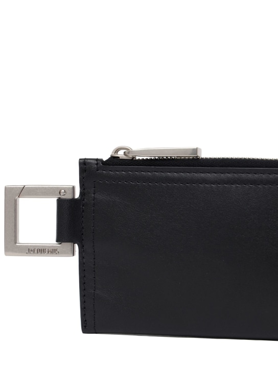 Jacquemus: Le Porte-zippé Cuerda leather wallet - Black - men_1 | Luisa Via Roma