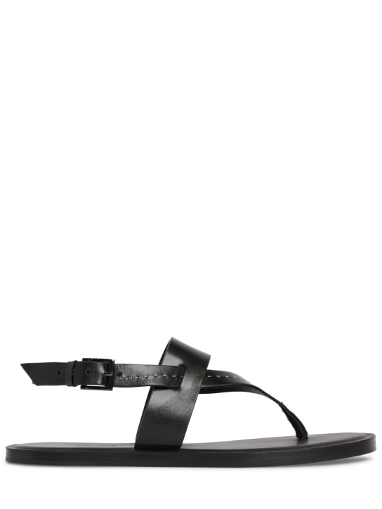 Max Mara: 10毫米皮革夹趾凉鞋 - 黑色 - women_0 | Luisa Via Roma