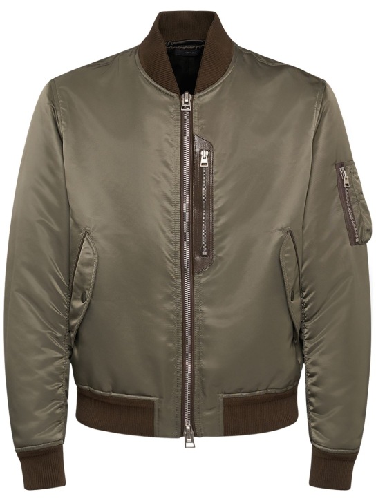 Rib-trim jacket with leather details