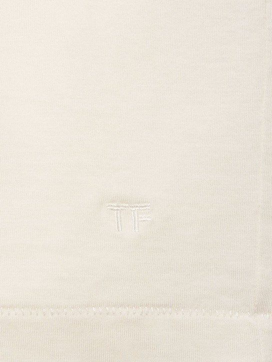 Tom Ford: T-shirt en coton mélangé à col ras-du-cou - Écru - men_1 | Luisa Via Roma
