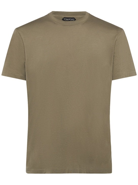 Tom Ford: T-shirt in cotone e lyocell - Pale Army - men_0 | Luisa Via Roma