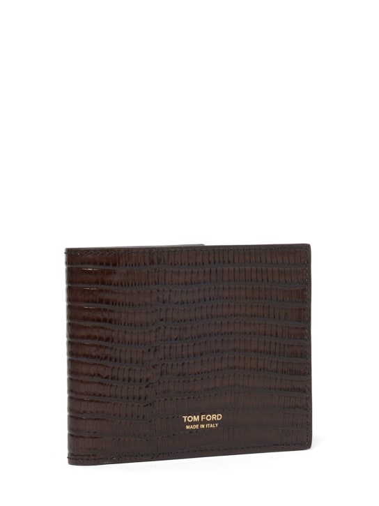 Tom Ford: Croc embossed leather bifold wallet - Dark Brown - men_1 | Luisa Via Roma