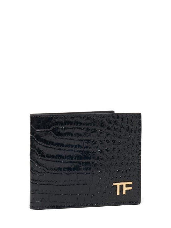 Tom Ford: Alligator printed leather bifold wallet - Black - men_1 | Luisa Via Roma