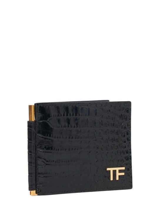 Tom Ford: Portefeuille avec clips en cuir imprimé alligator - Noir - men_1 | Luisa Via Roma