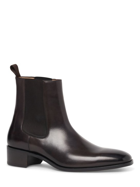 Tom Ford: Alec leather Chelsea boots - Ebony - men_1 | Luisa Via Roma
