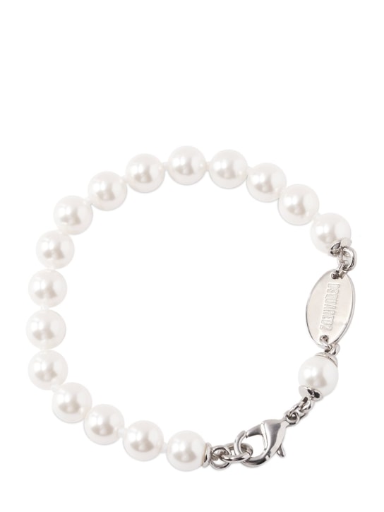 Dsquared2: Bracelet chaîne en fausses perles - Blanc/Argent - women_1 | Luisa Via Roma