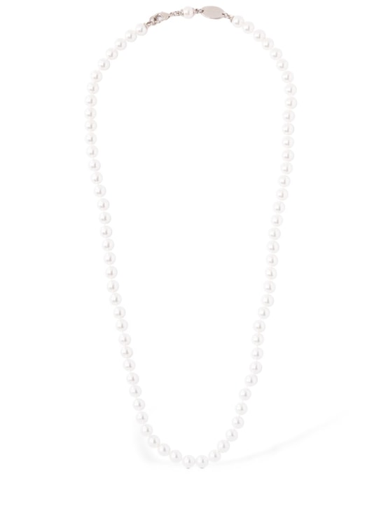 Dsquared2: Collier long chaîne en fausses perles - Blanc/Argent - men_0 | Luisa Via Roma