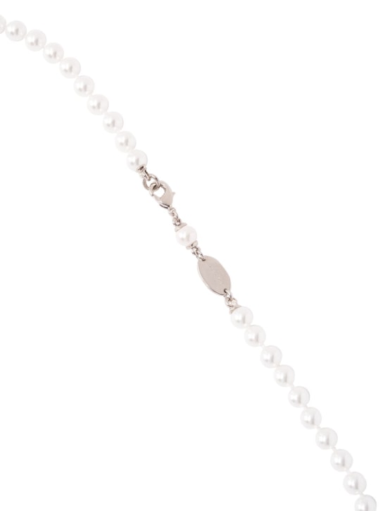 Dsquared2: Collier long chaîne en fausses perles - Blanc/Argent - women_1 | Luisa Via Roma