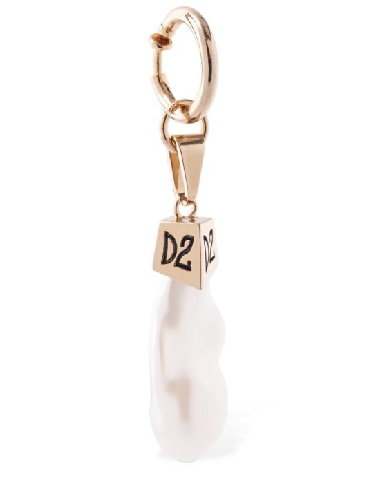 Dsquared2: Faux pearl mono earring - White/Gold - men_1 | Luisa Via Roma