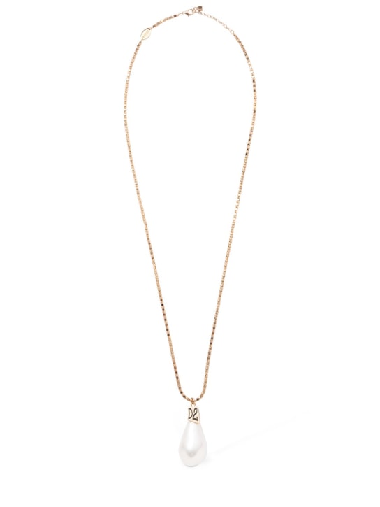 Dsquared2: Faux pearl charm necklace - White/Gold - men_1 | Luisa Via Roma