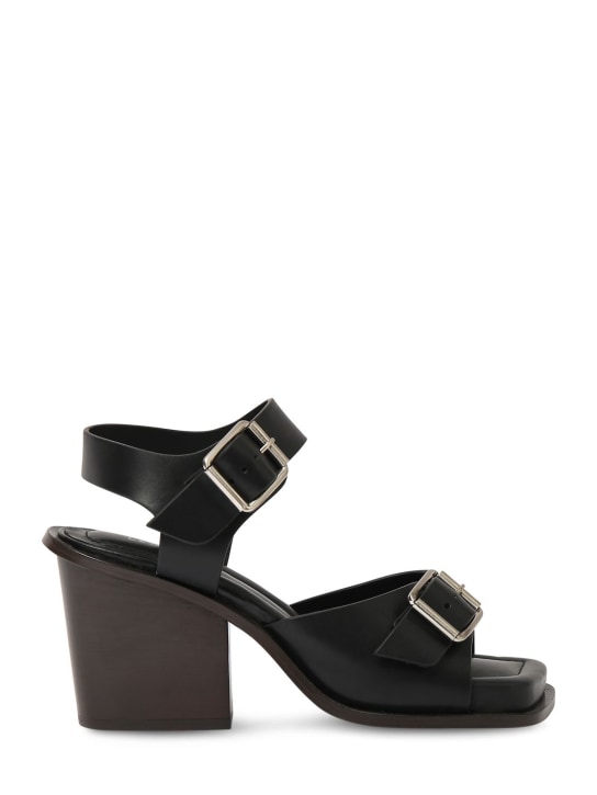 Lemaire: 80mm Square heeled sandals w/ straps - Black - women_0 | Luisa Via Roma
