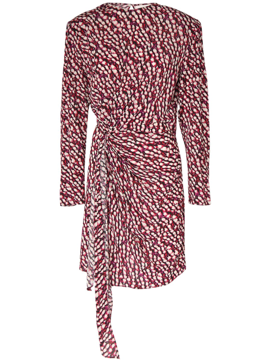 Marant Etoile: Vestido corto de viscosa estampado - Raspberry/Multi - women_0 | Luisa Via Roma