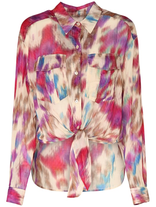 Marant Etoile: Hemd aus Baumwolle mit Druck „Nath“ - Beige/Raspberry - women_0 | Luisa Via Roma