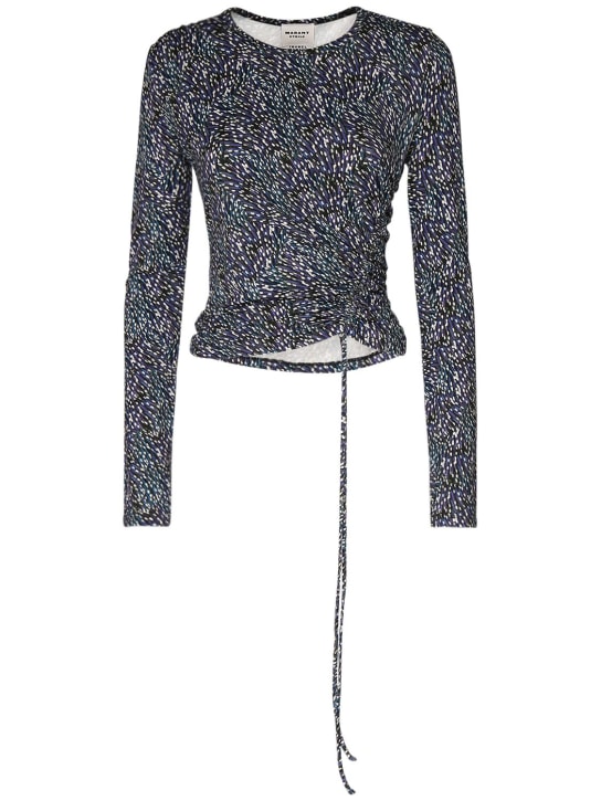 Marant Etoile: Jazzy粘胶纤维混纺长袖上衣 - 蓝色/多色 - women_0 | Luisa Via Roma