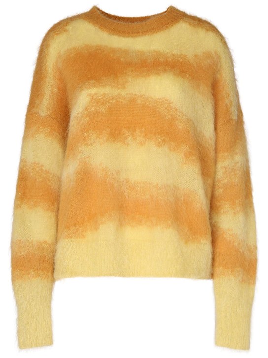Marant Etoile: Sawyer striped mohair blend knit sweater - Yellow - women_0 | Luisa Via Roma