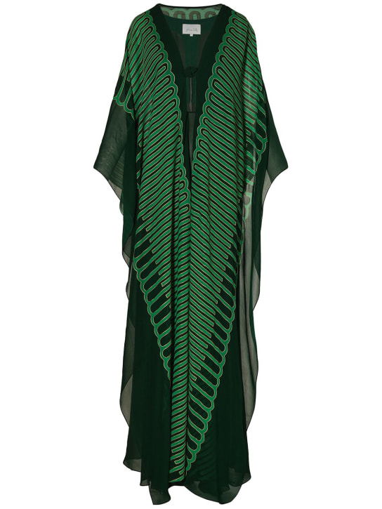 Johanna Ortiz: Tejiendo El Tropico viscose long dress - Green - women_0 | Luisa Via Roma