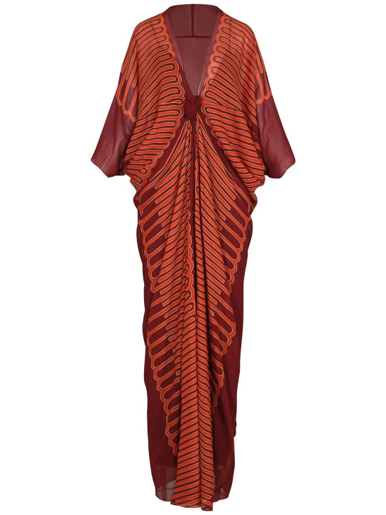 Johanna Ortiz: Robe longue en viscose Sensory Tapestry - Multi Rouge - women_0 | Luisa Via Roma